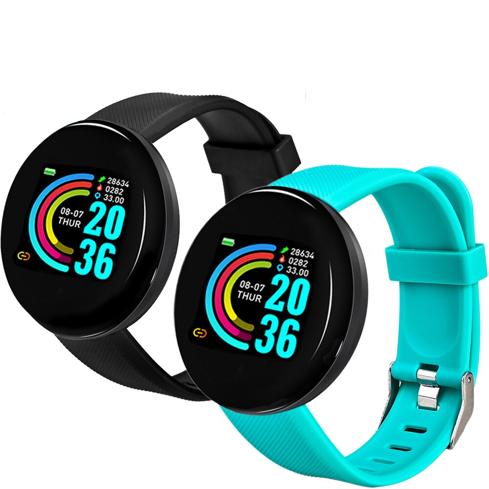 2 PCS D18 Heart Rate Smart Bracelet Man Activity Tracker Smartwatch Sports Tracker Smart Band Wristwatch for Android IOS: Black and Green