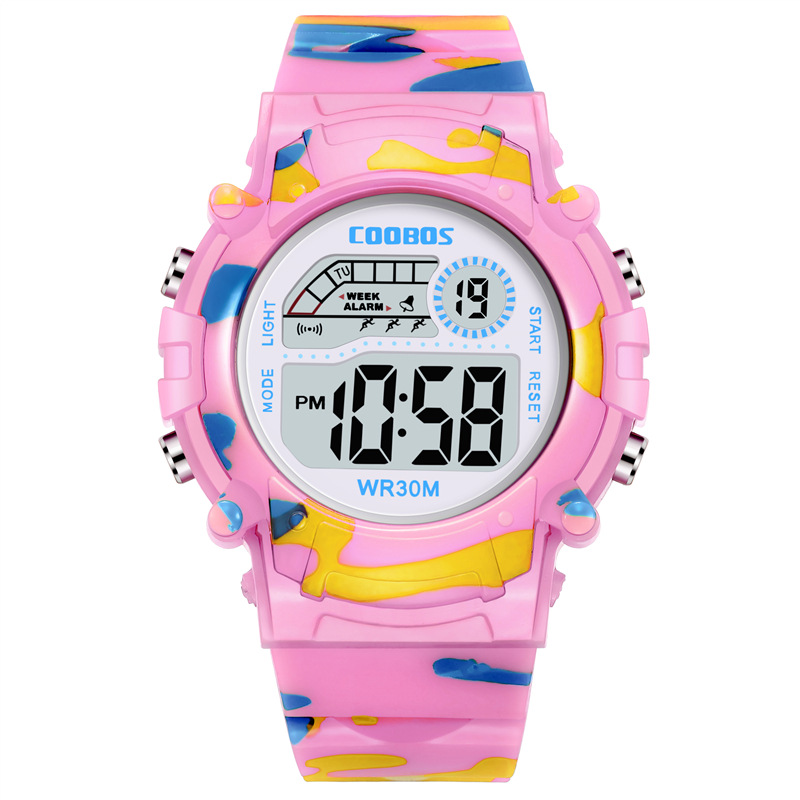 COOBOS Kinderuhr Tarnung Sport Elektronische Digitaluhr Wasserdichte Multifunktions-LED-Uhr für Jungen Mädchen Kinderuhr