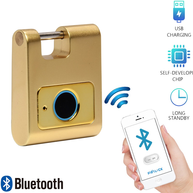 Fipilock Smart Bag Lock Metal Fingerprint Door Lock Padlock Stainless Steel Biometric Portable Outdoor Padlock Waterproof Lock