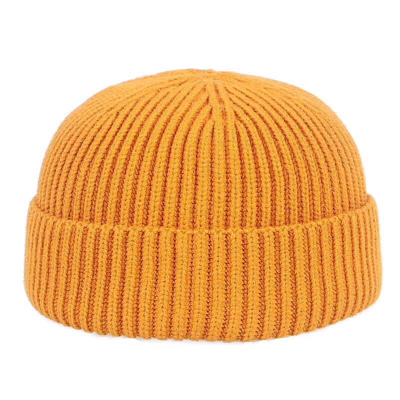 Gorro negro Unisex para hombre, sombreros tipo Beanie para mujer, gorra de Skullcap lisa de punto hip hop, sombrero de otoño para mujer: Amarillo
