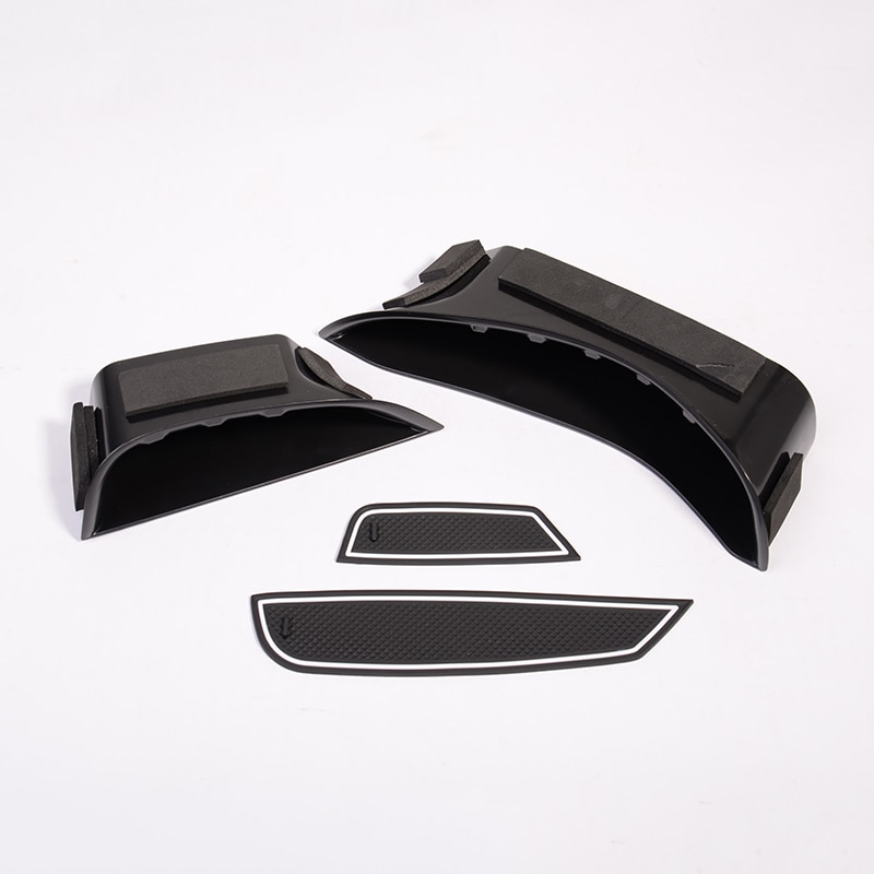 Black Car Door Handle Storage Box Tray with Mat Acessories For Mercedes Benz C-Class W205 GLC Class X253 LHD