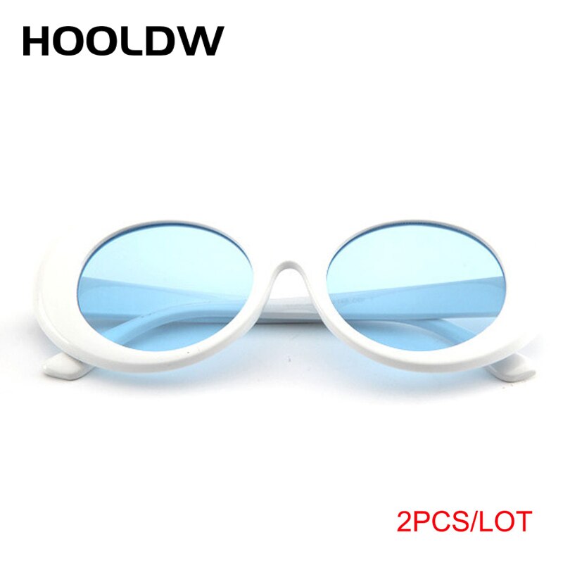2 st/lot clout goggle kurt cobain solglasögon herr dam vintage ovala runda solglasögon dam  uv400 glasögon gafas de sol: 2 vitblå