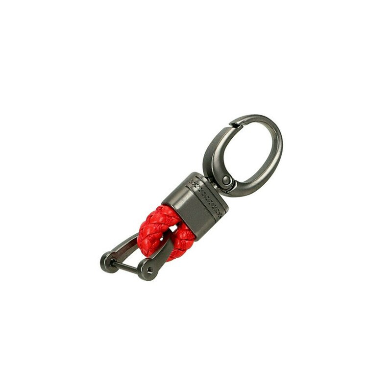 LLavero de Metal para hombre, llavero de cuero, soporte de llavero para coche, para hombre, Clip de mosquetón, accesorios para coche: Rojo