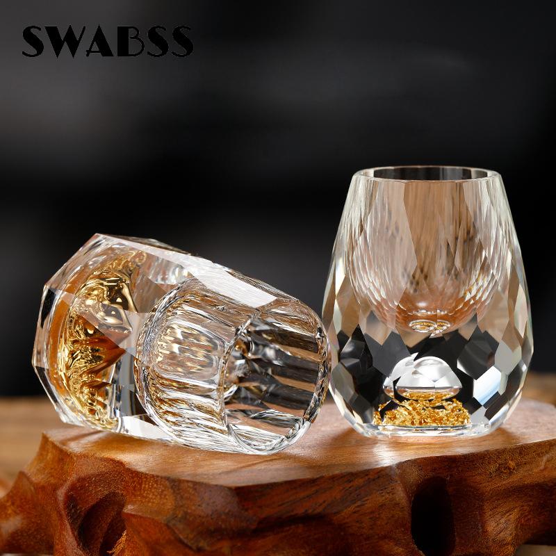 15ML Crystal Glass Shot Glass Family Dinner Gold Foil Spirit Glass Tequila/vodka/chinese Moutai Glass Bar Party Bullet Glass