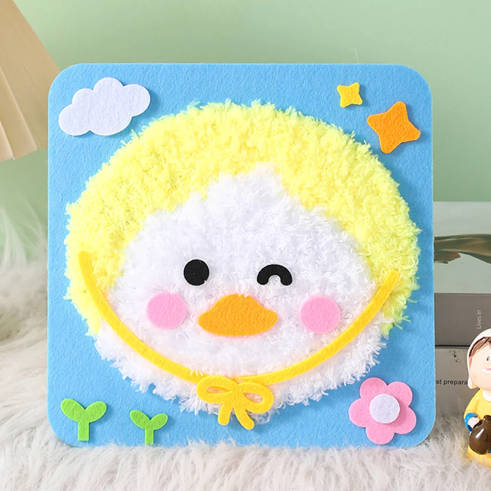 Handmade Wool Embroidery Children's Handmade Plush Sewing Board DIY Sewing Plush Animals Educational Craft Kit: Chocolate