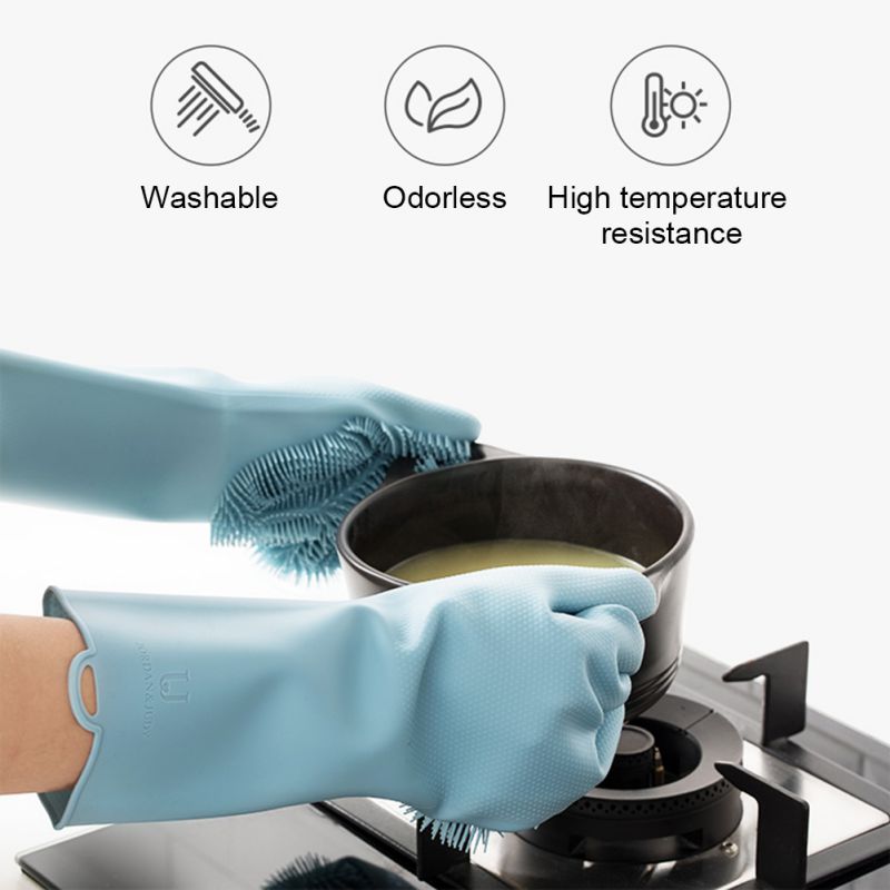 1 pair magic silicone dishwashing brush dish sponge sponge scrubbing gloves kitchen cleaning