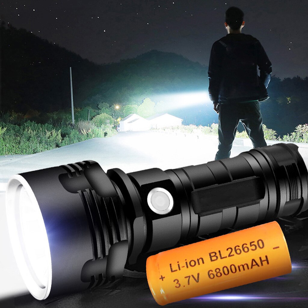 Xlm -p70 tehokas led -taskulamppu xhp 50 taskulamppu usb ladattava vedenpitävä lamppu erittäin kirkas 3 valaistustila säädettävä tarkennuspolttimo