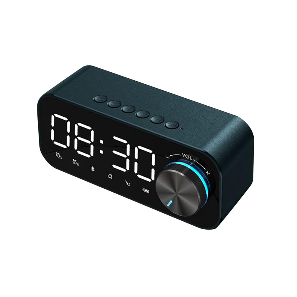 Draagbare Luidsprekers Bluetooth Led Wekker Spiegel Digitale Display Radio Wekker Draadloze Luidspreker Tf Muziekspeler: Blue