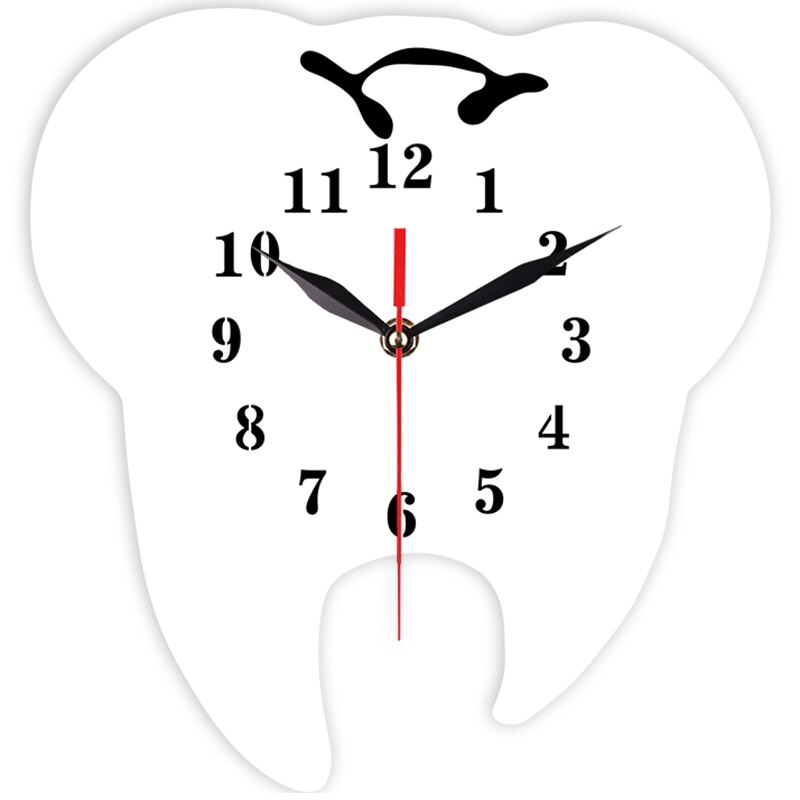 Timelike 2 Pcs Tooth-Shaped Wall Clock Dental Ornament Wall Clock 3D Acrylic Mirror Wall Sticker Home Decor ,