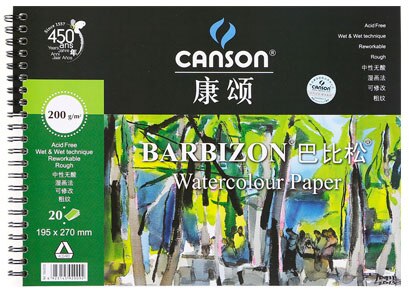 French Canson Water-soluble Book Paper For Drawing Painting Watercolor Painting Book Art Supplies: green195x270mm
