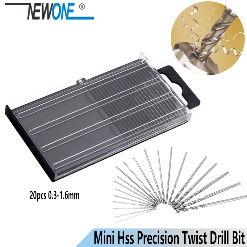 20Pcs Mini Hss Micro Hoge Snelheid Staal Spiraalboor Bit Set Model Craft Met Case Reparatie Onderdelen 0.3Mm-1.6Mm