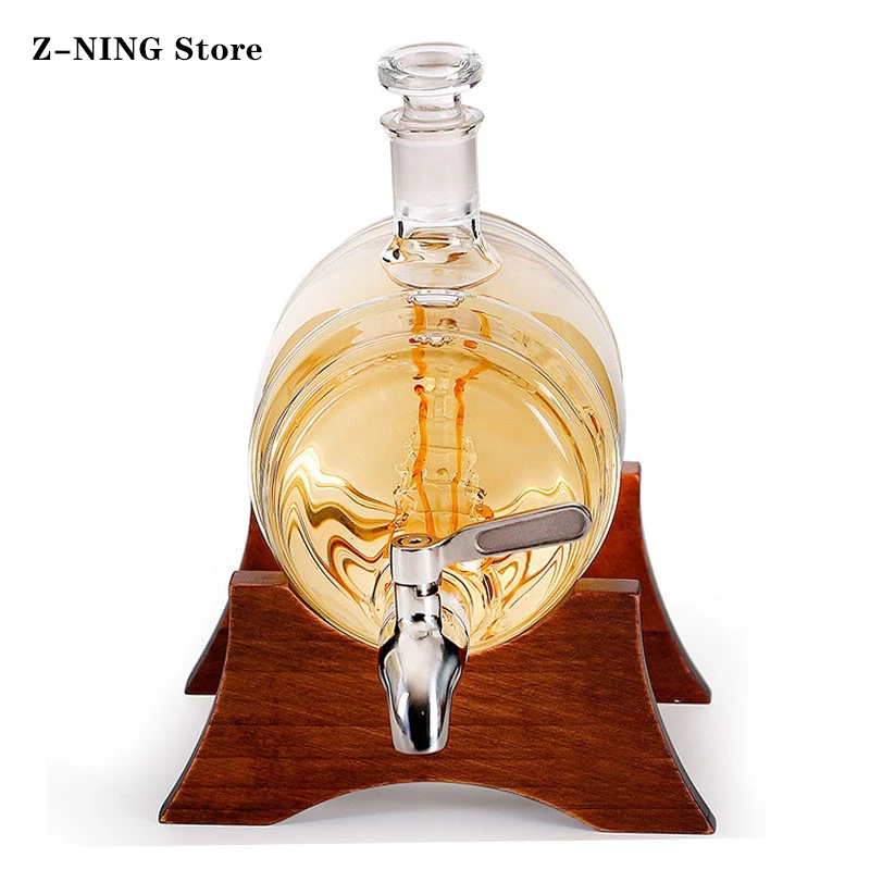 1000ml Barrel Shape Wine Dispenser, Glass Wine Bottle Holder, Whiskey Glass Wine Set Wine Decanter Hand Blown Glass