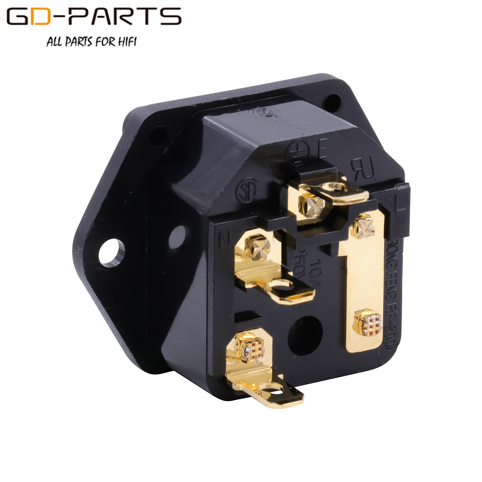 Brand Original FURUTECH FI-03 AC Power Plug socket IEC320-1 C14 Male With Fuse Holder Gold Rhodium Plated 10A 250V 1PC