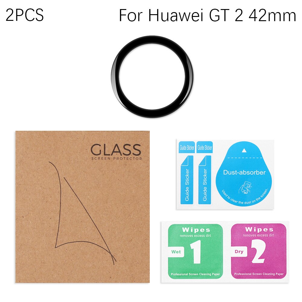 3d fuldkants fiberglas beskyttelsesfilm smart watch skærmbeskytter tilbehør til huawei  gt 2 watch 42mm: 2 stk