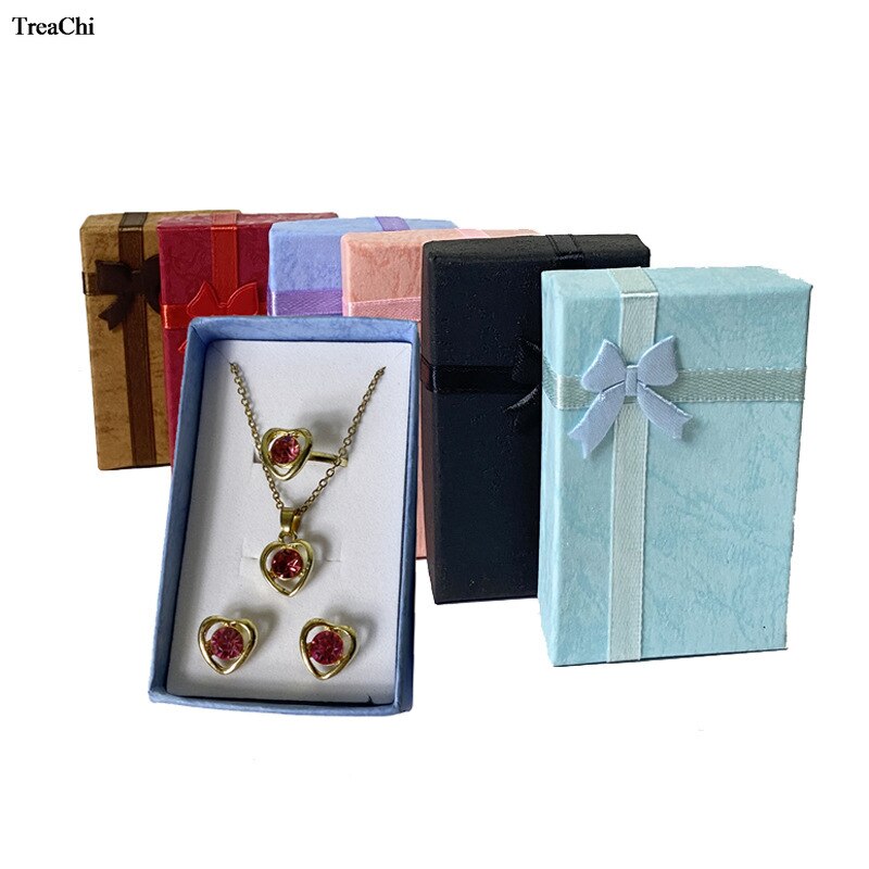 Schoonheid Kleur Papier Ring Sieraden Opbergdoos Set Van Sieraden Oorbel Hanger Ring Organizer Display Box Lint Ring Case
