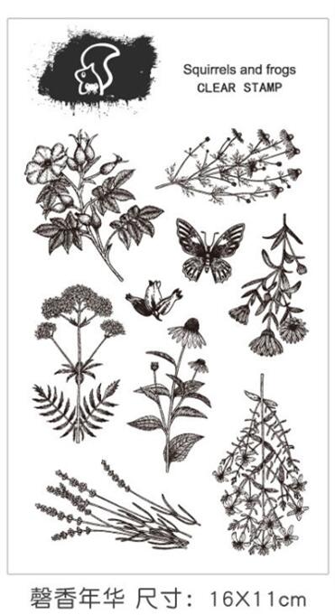 Xinaher vintage växtblad ekorre trollslända silikon klar stämpel för scrapbooking album pyssel hantverk dekoration gummistämpel
