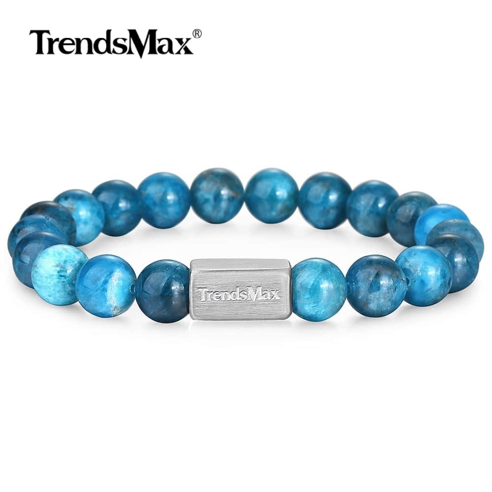 10MM Natürliche Blau Apatit Phosphorit Stein Armband Für Herren Frauen Stretch-Armband Perlen Edelstein Tigerauge Lava Adler Auge TBB011