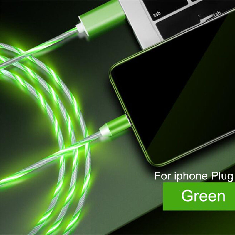 Colorful LED Light Magnetic Phone Cable Fast Charging: Green for iPhone