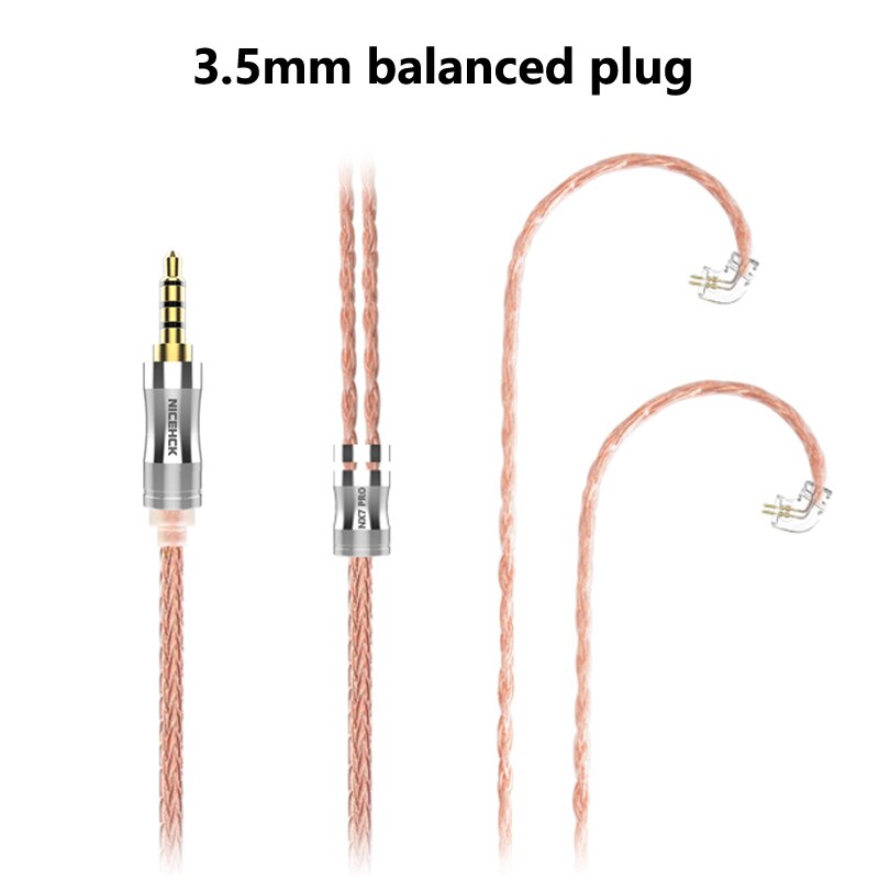 NICEHCK NX7 Pro Dedicated 16 Cores High Purity Copper Cable 3.5/2.5/4.4mm Plug NX7 2Pin For NX7 Pro/DB3/TFZ/AUGLAMOUR Universal: 3.5mm balanced plug