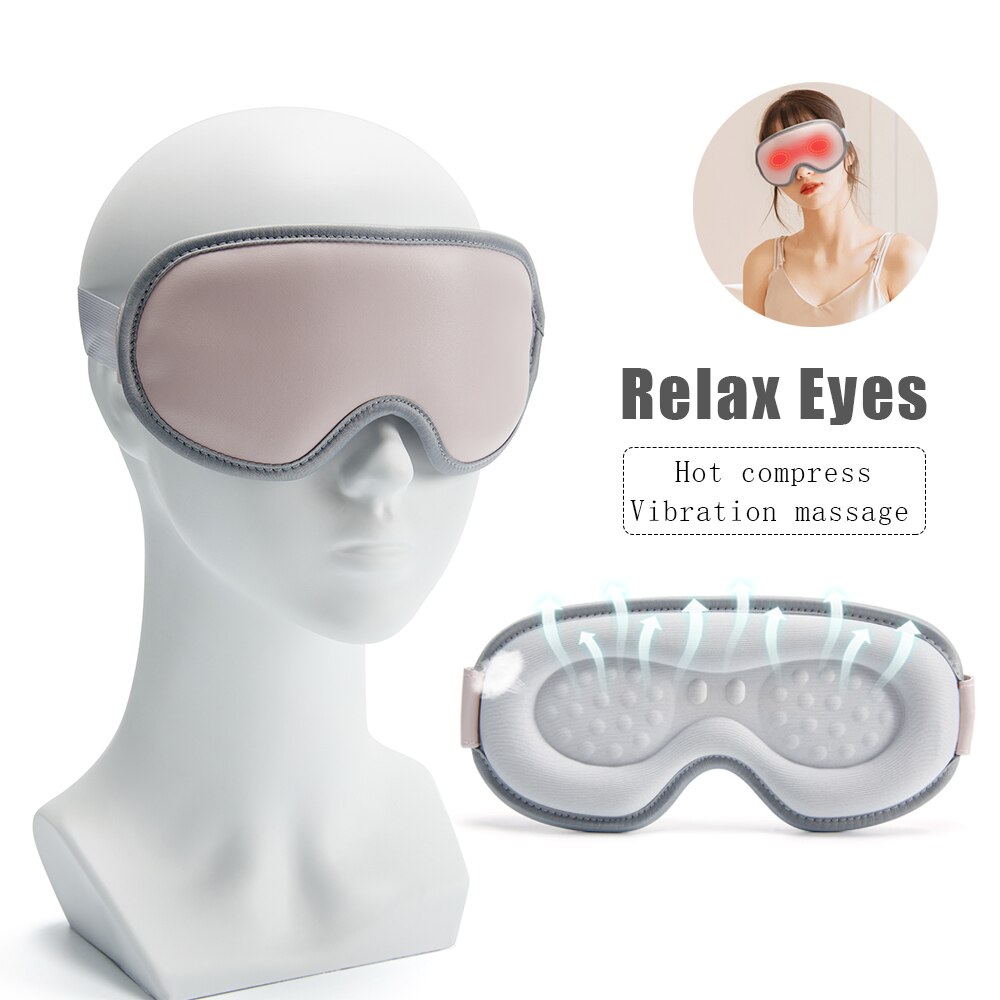 Sleep Heated 3D Sleeping Mask Vibration Kneading Sleeping Aid Eyepatch Compress Therapy Relieves Fatigue Shade Block Light