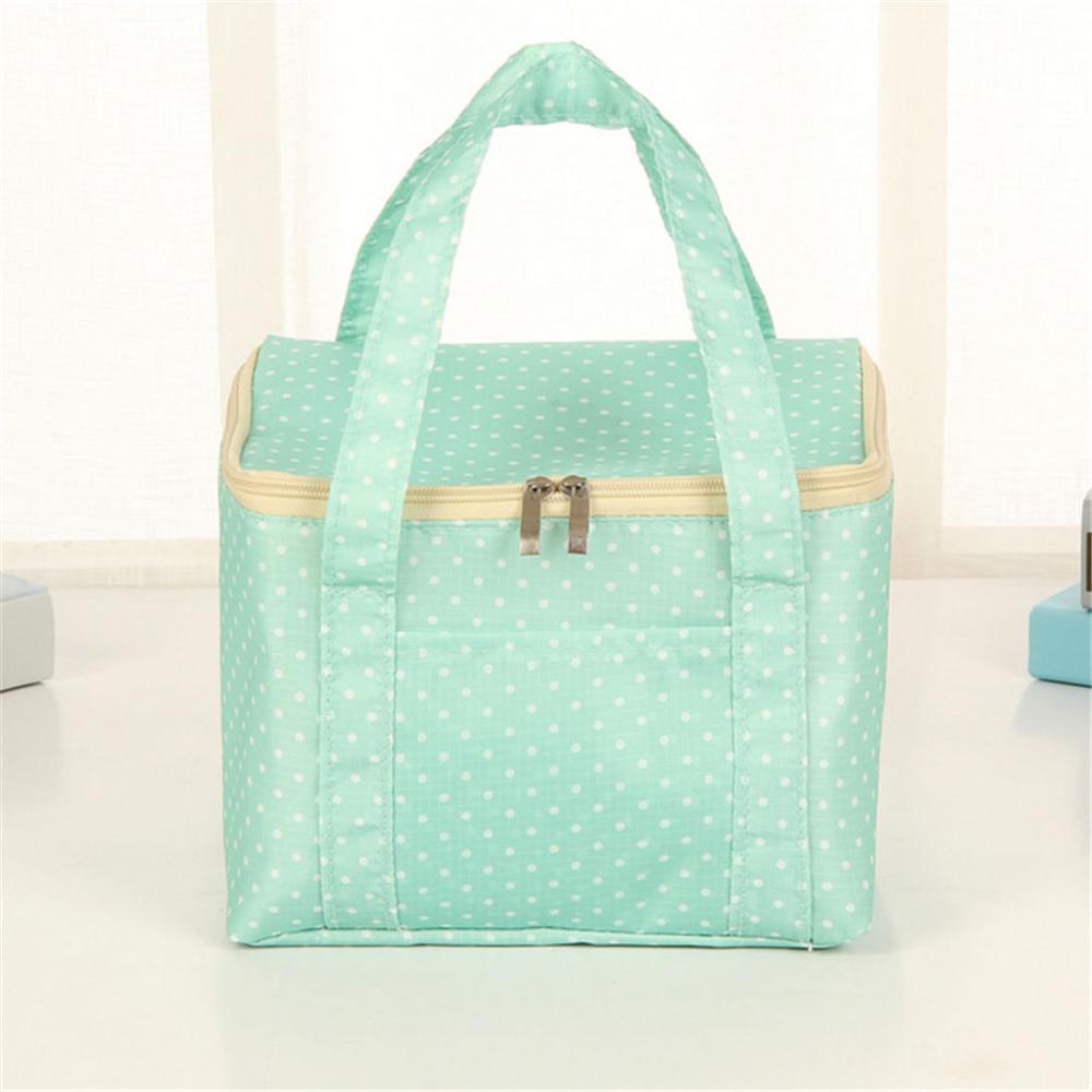 Lunch Tas Geïsoleerde Koude Dot Print Picknick Carry Case Thermische Draagbare Lunch Box Bento Pouch Lunch Container Voedsel Opslag tas: Green