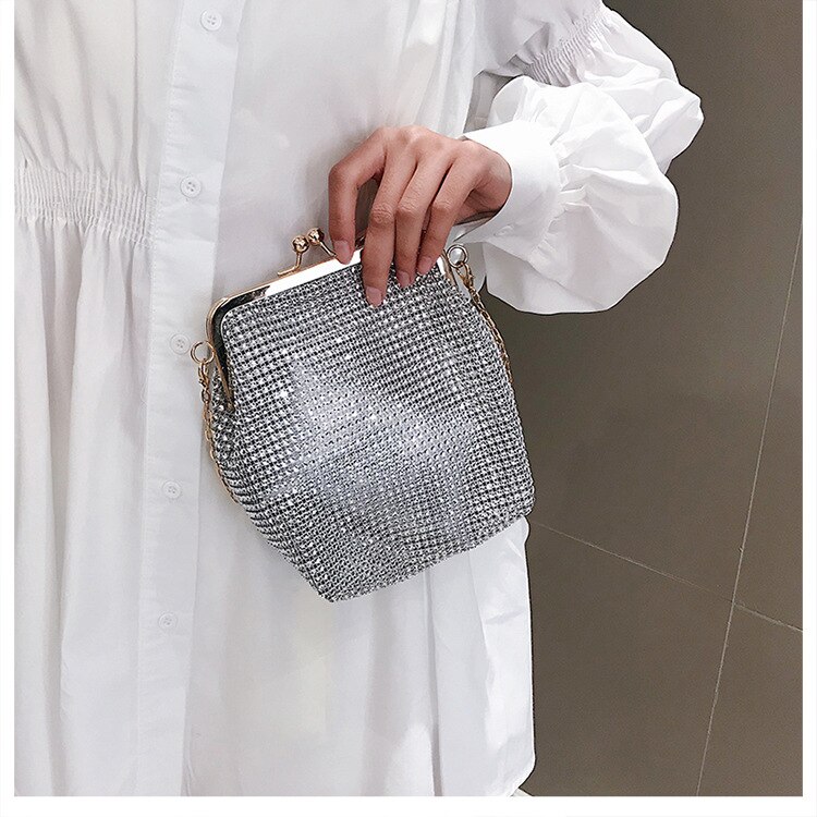 Faux Diamanten Kleine Party Taschen Haspe Strass Schulter Taschen Kette Abend Hochzeit Kupplungen Crossbody Verbund Taschen Splitter