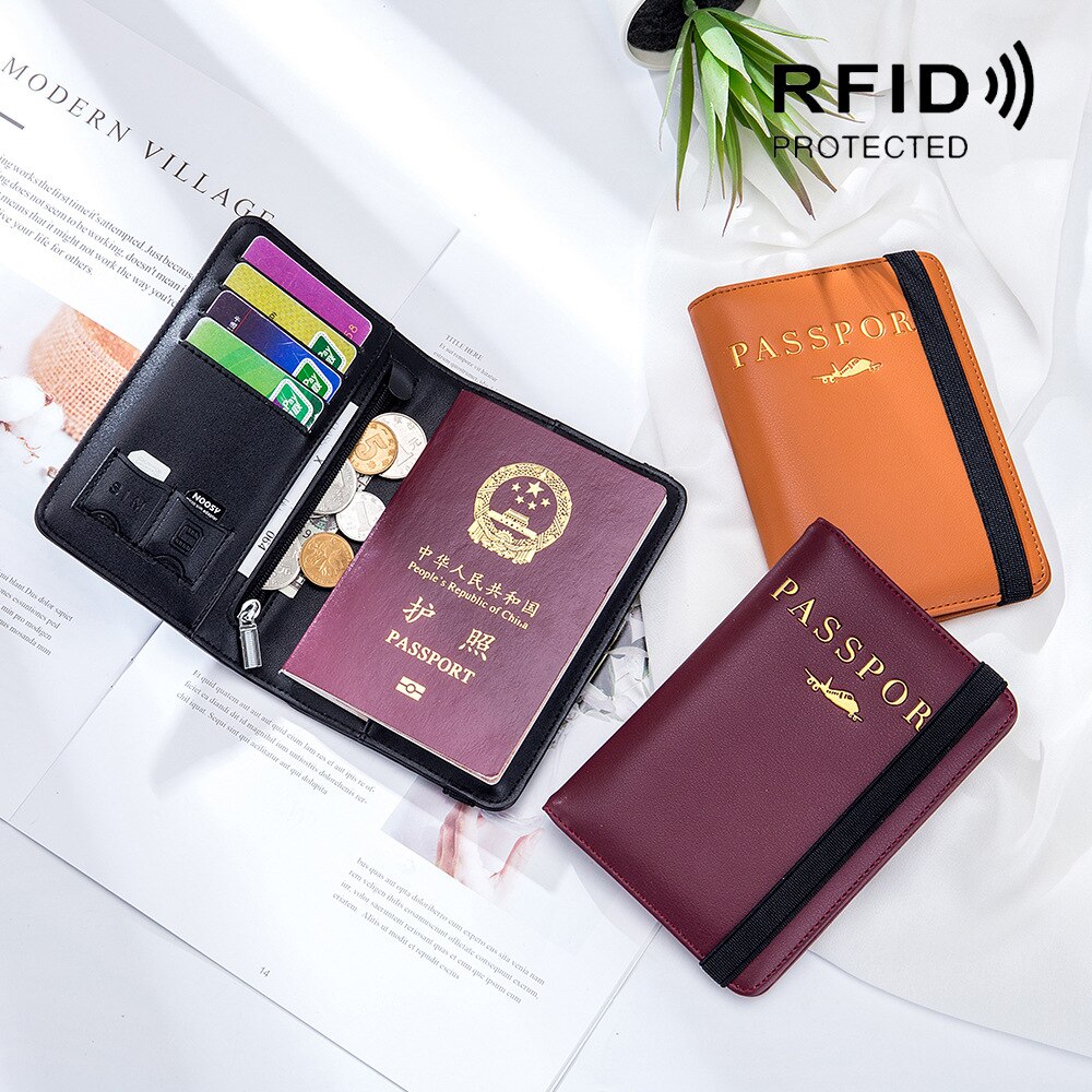 Passeport portefeuille Rfid bloquant en cuir voyage porte-passeport porte-carte couvre pour Document certificat étui unisexe antivol