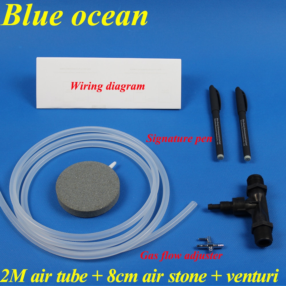 BlueOcean BO-01Geschenke, 2M luft schlauch + 8cm Luft stein + Venturi + Gas fluss Erzähler + Unterschrift stift + Verdrahtung diagramm für ozon Generator teile