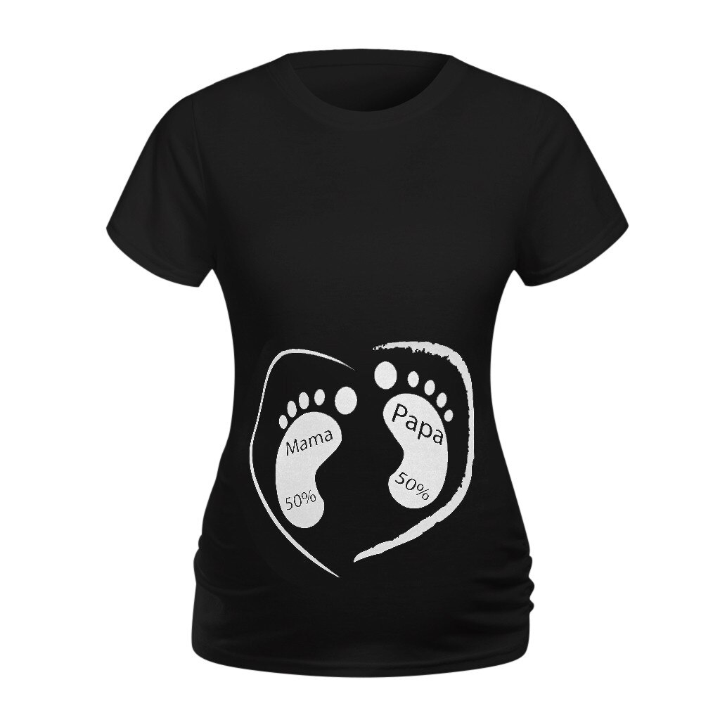 Til gravide kvinder barsel kortærmet tegneserieprint toppe t-shirt graviditetstøj barsel kortærmet tegneseriebluse: L