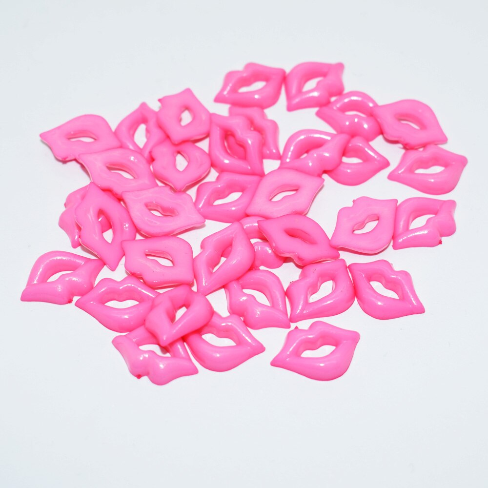 100Pcs Red Pink Mix Plastic Sexy Lips Mouth Decoration Cabochons Flatback Scrapbook Diy Crafts EB007: Pink 12x18mm