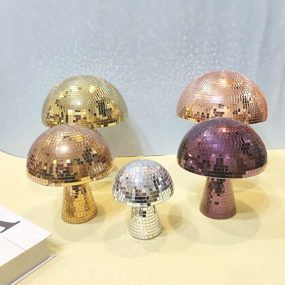 Bola de espejo de discoteca con forma de seta reflectante Retro, luz de DJ, decoración moderna para el hogar, esculturas y figuras para en casa de graduación y sala de fiestas
