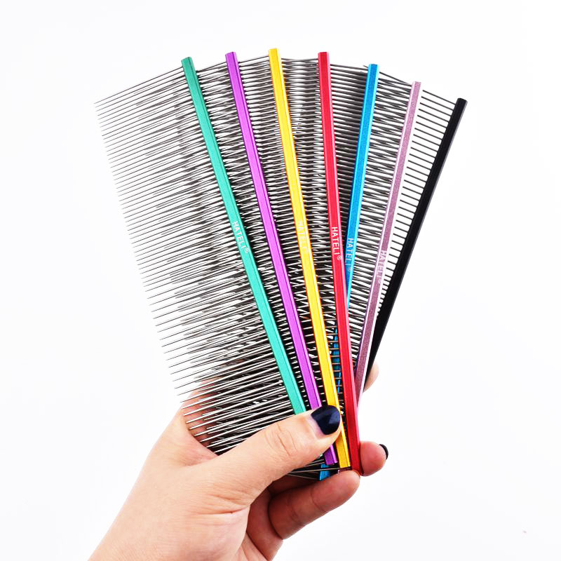 Pente de cabelo para animais de estimação, 16/19cm, para cachorro, gato, desembaraçador, corte de pele, despedida, escova, ferramenta de aliciamento para longo ​ Cabelo Encaracolado Pet
