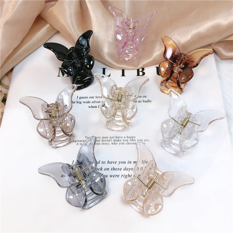 Barrettes à cheveux en acrylique pour femmes, 1 pièce, pince à cheveux papillon, ornement, épingles à cheveux claires colorées, accessoires de pour femmes et filles