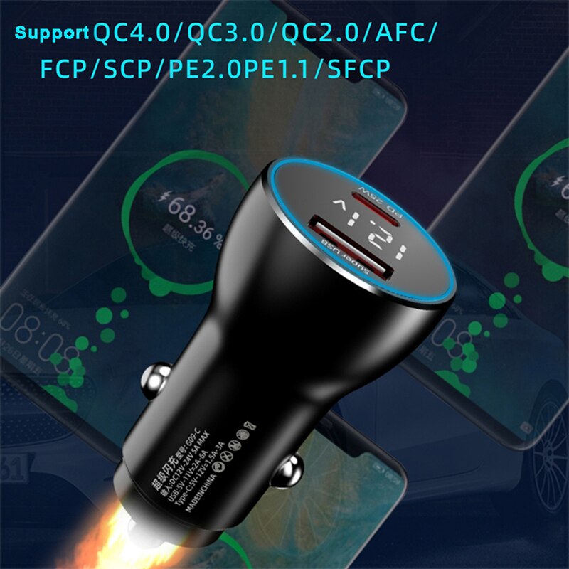 65W Supervooc 2,0 + 25W PD PPS Schnelle Auto Ladegerät Für iPhone 13 Samsung S21 OPPO Finden X2 Profi Reno 4 3 Realme 8 7 6 Profi USB-C Kabel