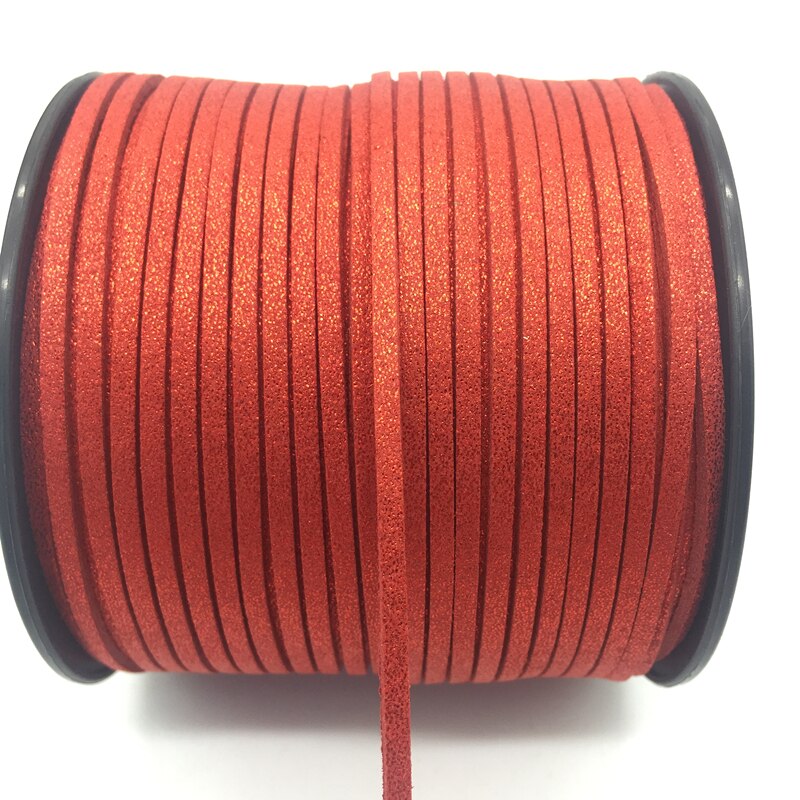 3mm 5 Yards Macrame Braided Faux Suede Cord Leather Lace DIY Handmade Beading Bracelet Jewelry Making Flat Thread String Rope: Red