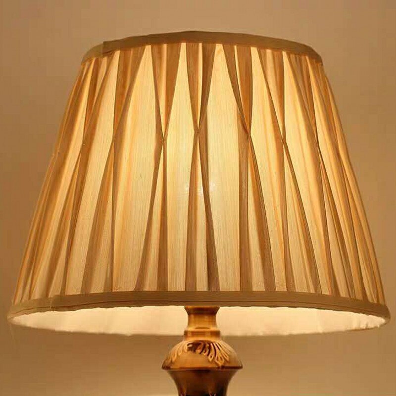 Abat-jour rond en tissu, Art déco, moderne, idéal pour luminaire de table, E27: Beige