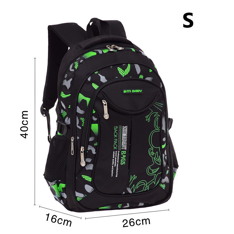 Mjzkxqz Waterproof Children School Bags Backpacks For Teenagers Boys Kids Primary School Sac Plecak Dla Dzieci Mochila: S Green