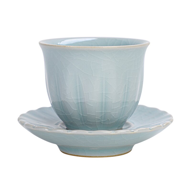 Taza de cerámica para café expreso con platillo, de pequeña capacidad taza de café, cambio de horno, taza de té turco, posavasos de Kungfu chino