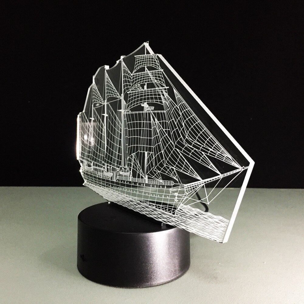 usb 3d Led Table Lamp PVC 3D colorful Nightlight sailing lamp Luminaria Mesa Led Lamps For Table