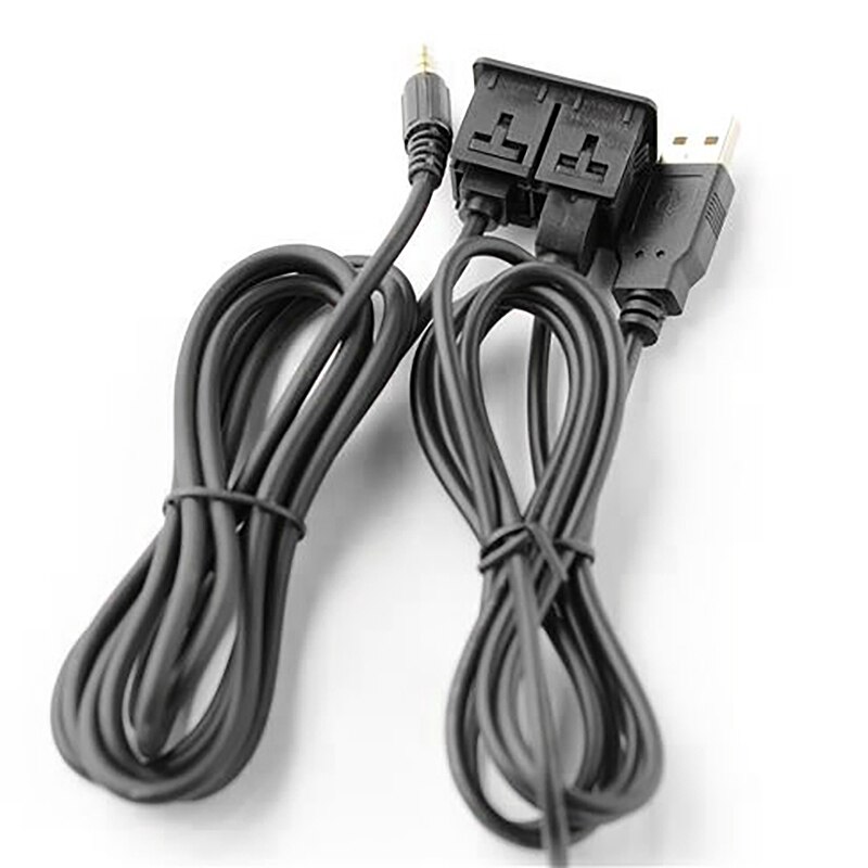 1.5M Car Dash Flush Mount USB-TAPYC Port Panel 3.5mm AUX USB Extension Cable Adapter