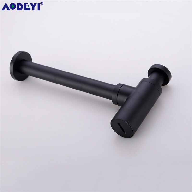 AODEYI Brass Basin Waste Drain Stopper Bathroom 1 1/4 Slotted Unslotted Pop-Up-Drain P-Trap with without Overflow: Black