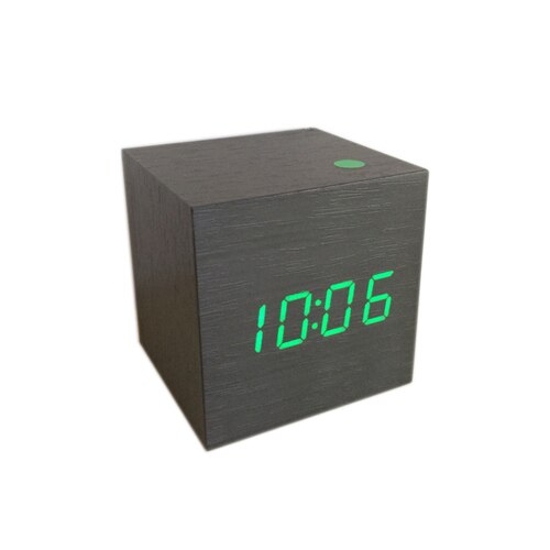 Mini cube sound control alarm clocks wooden clocks LED display cute desk Clock digital clocks AJ6029: black board green