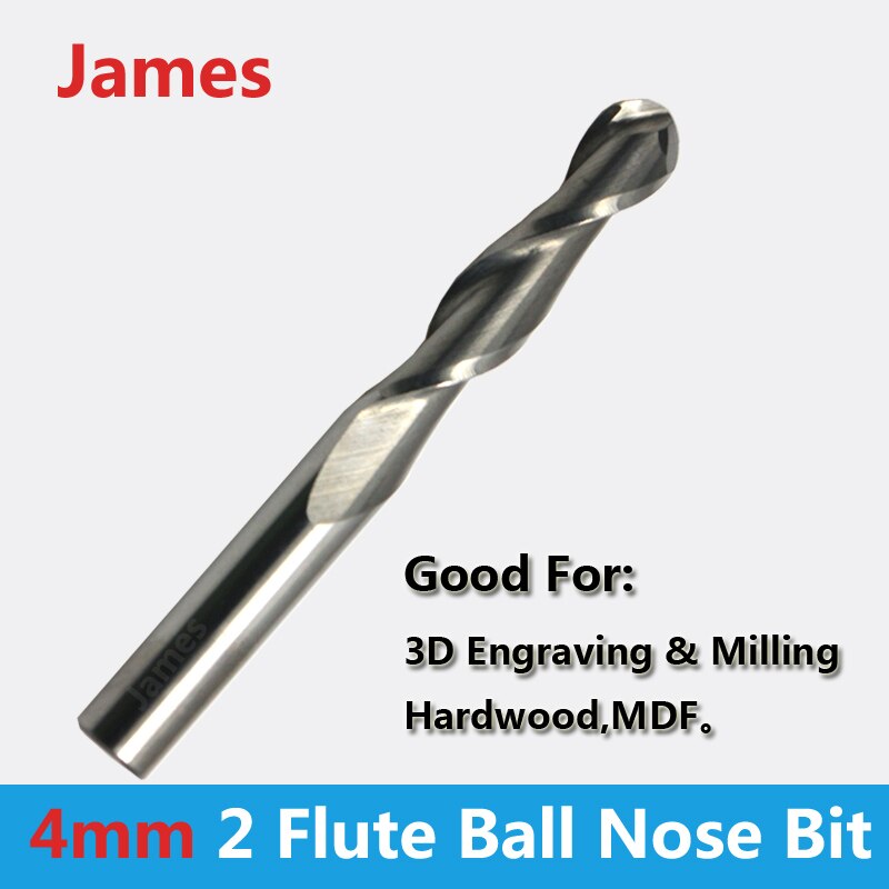 1pc 4mm SHK BALLNOSE CNC Router End Mills round bottomed end Milling Cutter ball nose engraving bits