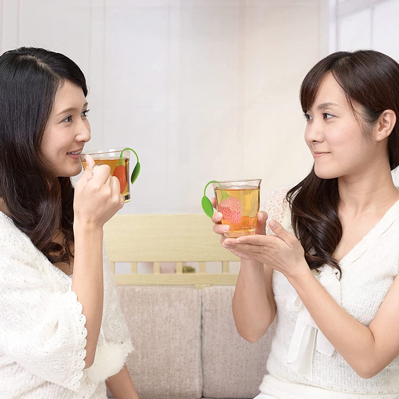 6PCS Silicone Loose Tea Infuser Strawberry Shaped Tea Filling Reusable Tea Cup Filter