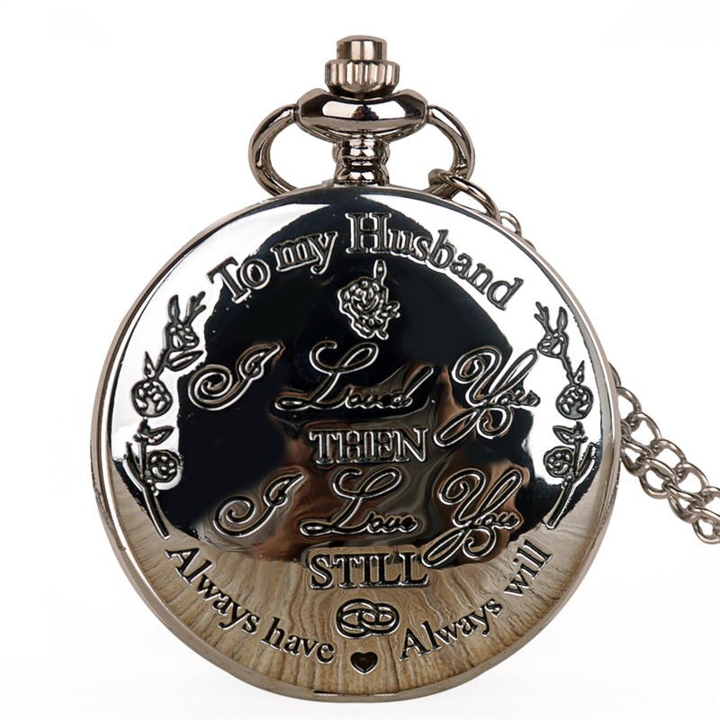 Om Mijn Man Altijd Zal IK LIEFDE U Quartz Pocket Horloges Casual Fob Pocket Horloges Beat Cadeaus voor man Heren: to my husband silver