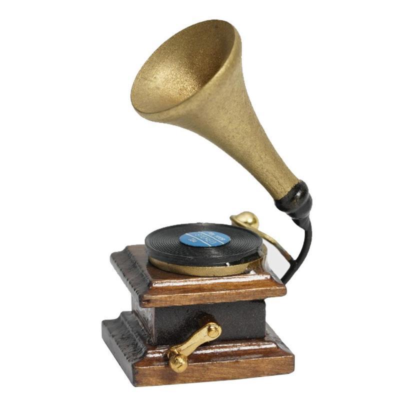 Accessoires de Mini phonographe, meubles rétro, Gramophone avec enregistrement, maison de poupée Miniature, bricolage, 1:12