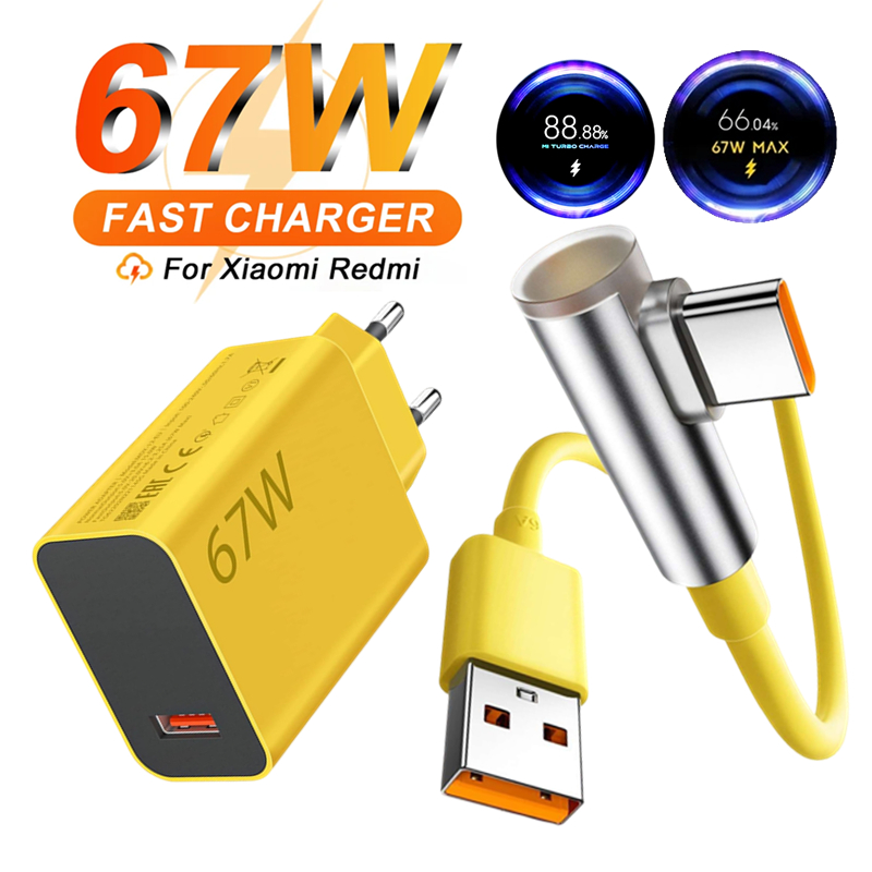 Chargeur Xiaomi 67W – Double Port Type-A + Type-C avec Câble Inclus