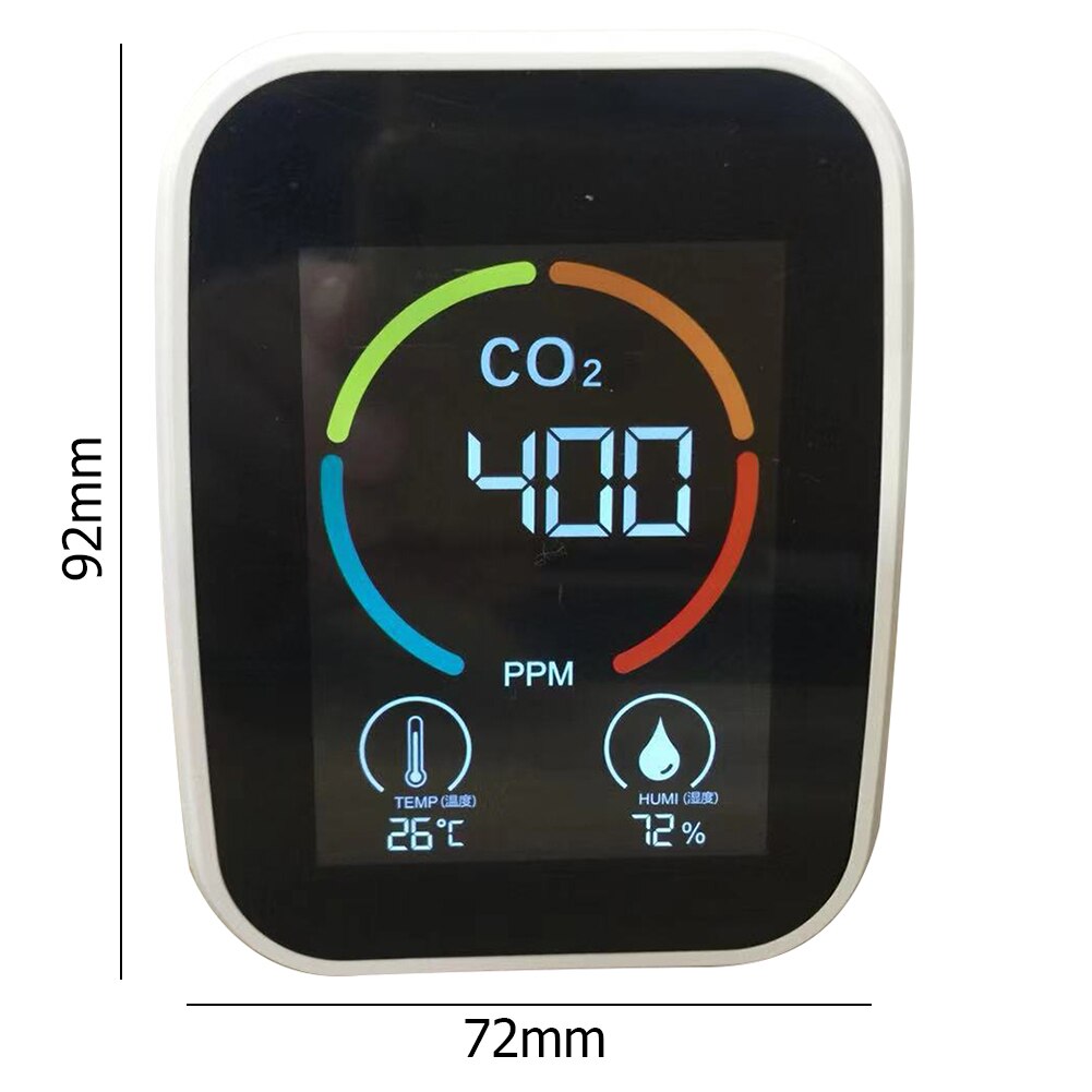 Medidor de CO2 portátil 3 en 1, probador de Sensor de temperatura y humedad, Monitor de del aire, Analizador de dióxido de carbono, Gas, TVOC, Detector de co2: White