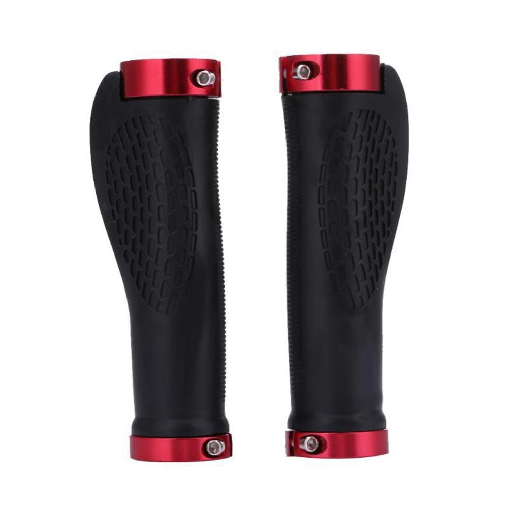 Bike Handlebar Grips Non-Slip Ergonomic Double Lock-on Bike Grips for MTB, BMX with Bar End Caps: red