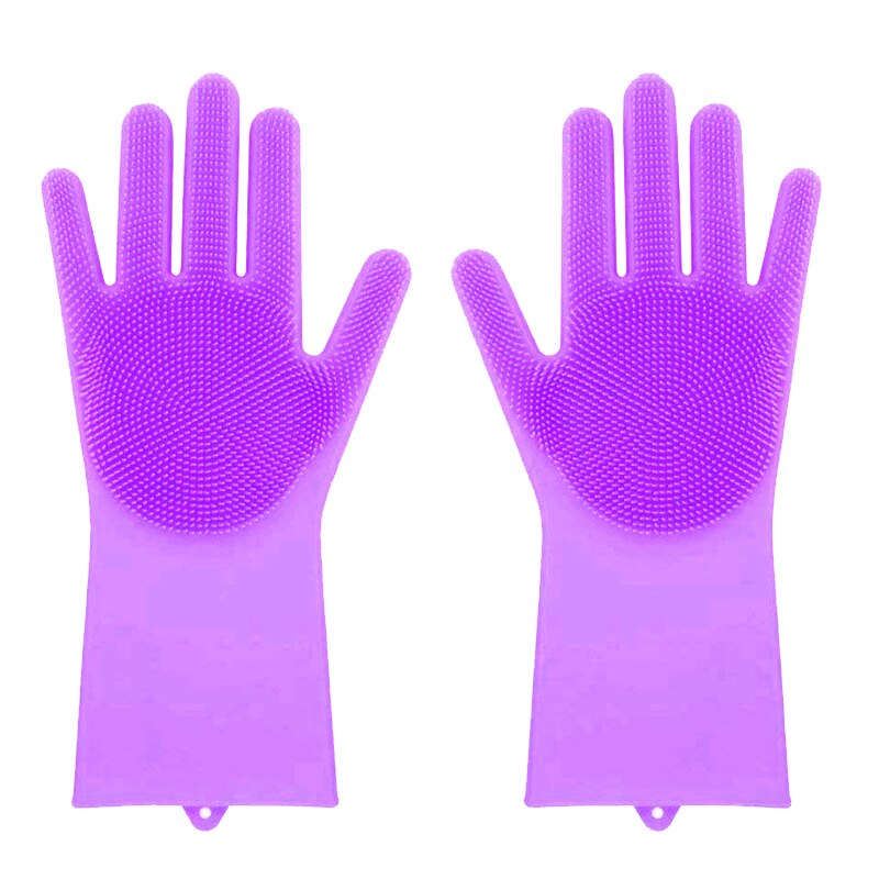 GASON Magic Silicone Gloves Scrubbing Gloves For Dishes Dishwashing With Scrubbers Dish For Kitchen Car Wash And Pet Care 1PC: Purple